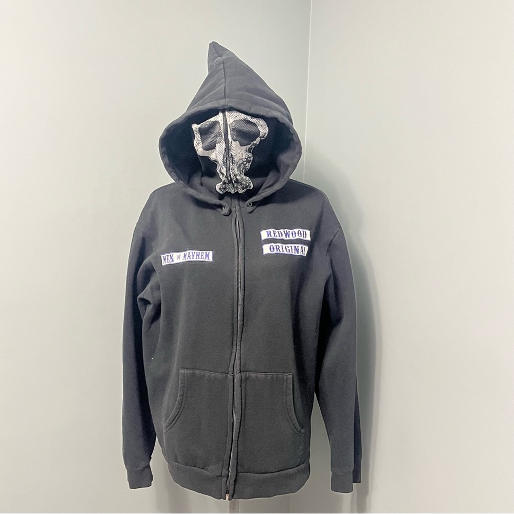 SONS OF ANARCHY road gear skull face full zip hoodie sweatshirt mens size large